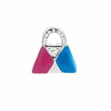 Sterling Silver Pink and Light Blue Enamel Designer Fashion Purse Hand Bag Charm