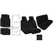 A Set of 2 Universal Fit Low Back Scottsdale Pattern Front Bucket Seat Cover, A Set of 4 Universal Fit Plush Carpet Floor Mats for Cars and One Universal Fit Scottsdale Rear / Bench Seat Cover - Black