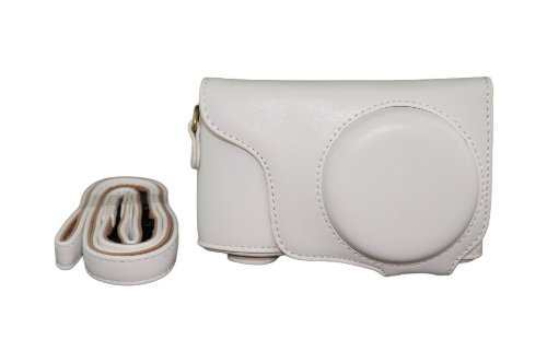 Protective PU Leather Camera Case Bag For Samsung Galaxy Camera 2 EK-GC200 GC200 with Strap and Screen Protector - White