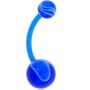 FLEXI Belly Ring Blue MARBLE 3/8