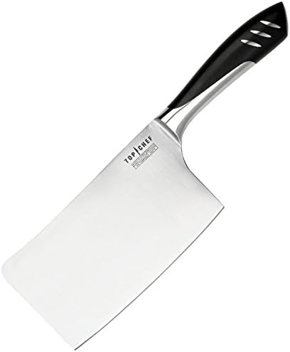 Premium Top Chef Stainless Steel 7 Inch Kitchen Cleaver and a Two Sided Stone Sharpener
