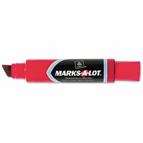 AVERY Marks A Lot Jumbo Chisel Tip Marker, Desk-Style Size, Water and Wear Resistant, 12 Red Markers (24147)