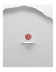 Red Ladybug Ring In 92.5 Sterling Silver