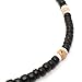 5mm Black Coco Bead Hawaiian Surfer Necklace with White Puka Shell and Coco Bead Accents, Barrel Lock
