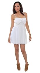 Junior Cotton/Polyester Sleeveless  Embroidered  Dress With a Bow(s)