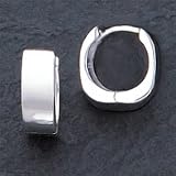 Sterling Silver Wide Hollow Square Hoop Earrings - Pair