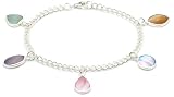 Image of Silver Ladies B2510-Mlt Mlt Different Size Shape & Colour Mother of Pearl Charm Bracelet 7
