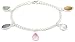 Silver Ladies B2510-Mlt Mlt Different Size Shape & Colour Mother of Pearl Charm Bracelet 7