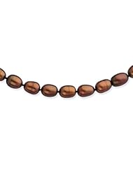 14k Yellow 20in Gold 7.5mm Chocolate Freshwater Cultured Pearl Necklace.