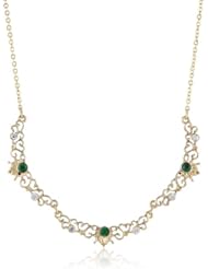 Downton Abbey "Jeweled Heirlooms Boxed" Belle Epoch Filigree Scallop Emerald Pendant Necklace, 16"