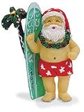 TROPICAL SANTA & HIS SURFBOARD ORNAMENT