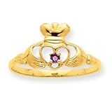 10k Polished Genuine Amethyst Birthstone Ring - Size 6 - JewelryWeb