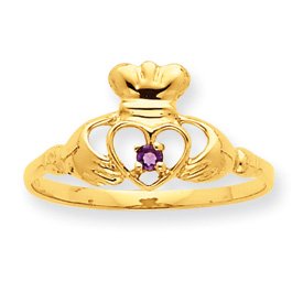 10k Polished Genuine Amethyst Birthstone Ring - Size 6 - JewelryWeb