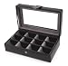 Executive Style Black Leather Cufflink Box Case-Holds 12 Cufflinks