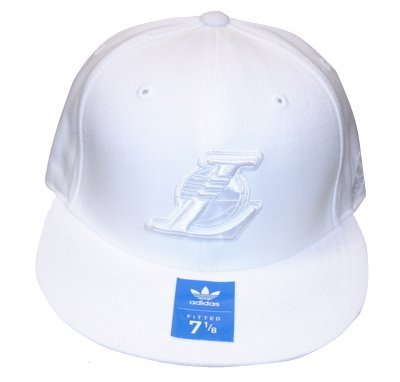 Los Angeles Lakers White on White Basic Logo Fitted Hat / Cap