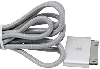 Lightning Rabbit 30 Pin to USB Fabric Wound Charging Cable for iPhone - 5 Feet (Ft) (1.5 Meters) (Silver)