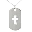 Sterling Silver Open Cross ID Tag Pendant
