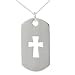 Sterling Silver Open Cross ID Tag Pendant