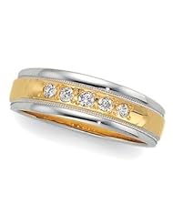 Jewelplus 1/5 ct tw Two Tone Diamond Duo Band 14K Yellow/White 1/5Ctw Gents Size 11
