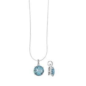 Boma Sterling Silver Round Cut Light Blue Topaz Necklace, 18 by Boma Jewelry