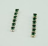 Single Strand Crystal Drop Emerald Earrings (S041)