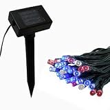 Flipo Solar 50 LED String Light, Red, White and Blue