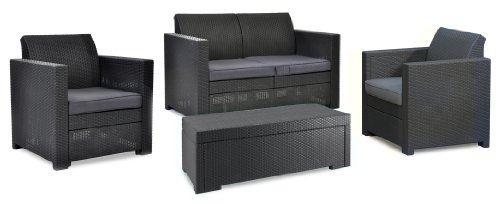 Keter 17193582 Lounge Set Limousine Storage Set, Rattanoptik, Kunststoff, anthrazit