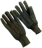 6 Pairs of PVC Dot Brown Jersey, knit wrist, Large