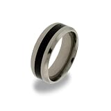 Eve's Addiction Mens Titanium Message Band with Black Inlay