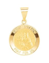 Hollow Round St. Saint Matthew Medal Pendant 14K Gold Yellow R45362