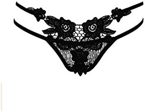 LCFLUKE Pack of 5 Women's Sexy Floral Lace G-string T-back Thongs Panties (Black)