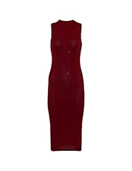 Sleeveless Elastane/Viscose Turtleneck Maxi Dress/Midi Dress 