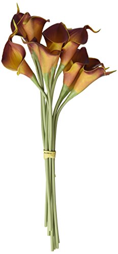 Calla Lily Bridal Wedding Bouquet 10 head Latex Real Touch Flower Bouquets (KC57 Purplish Red_10PCS)
