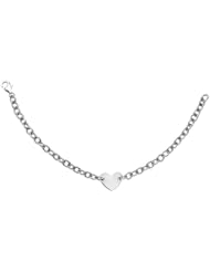 BRI Sterling Silver Oval Cable Charm Link with Flat Heart - Made in Italy - Nickle Free - 5mm