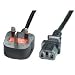 UK 3 Pin Mains Power Lead, Black, 3m