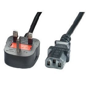 UK 3 Pin Mains Power Lead, Black, 3m