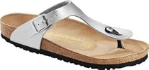 BIRKENSTOCK Gizeh Damen Sandalen Birko-Flor, Silber, Größe 38 mit schmalem Fußbett