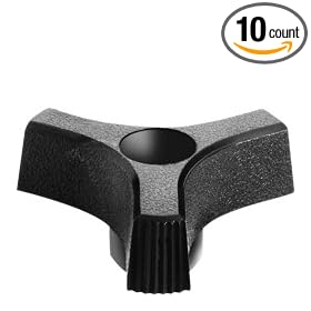 DimcoGray Black Thermoplastic 3-Prong Knob Female, Thru Hole Brass Insert: 1/4-20" Thread x 1/2" Depth, 1-1/2" Diameter x 5/8" Height x 1/2" Hub Dia x 1/8" Hub Length (Pack of 10)