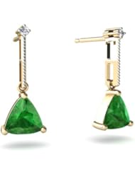 Genuine Emerald 14kt Yellow Gold Earrings