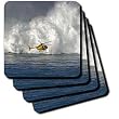 A helicopter hovers in front of 60 foot surf crashing on Mauis Northshore at Peahi (Jaws) - Set Of 4 Coasters - Soft from 3dRose LLC
