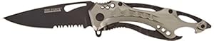 TAC Force TF-705GY Assisted Opening Tactical Folding Knife, Black Half-Serrated Blade, Grey Handle, 4-1/2-Inch Closed