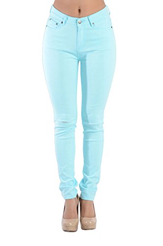 High Waisted Colored Ripped Skinny Pants RJH370 - N7