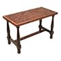 Mahogany and leather table, 'Autumn Leaves'