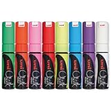 Brand New. uni Chalk Marker Broad Chisel Tip PWE-8K Line Width 8mm Assorted Ref 5046762 [Wallet 8]