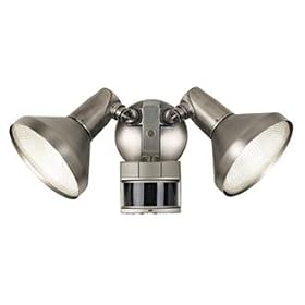 Two Light Brushed Nickel Finish Spotlight Motion Sensor