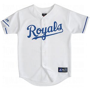MLB Kansas City Royals Youth Short Sleeve 6 Button Synthetic Replica Jersey (White, X-Large)