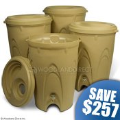 Aquascape RainXchange Sandstone Rain Barrel Quad Value Kit