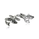 Big Fish Fishing Bass Silver Novelty Cufflinks with Presentation Box