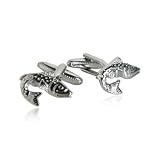 Big Fish Fishing Bass Silver Novelty Cufflinks with Presentation Box