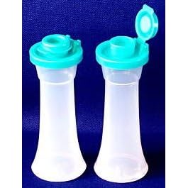 Small Hourglass Salt & Pepper Shakers with Tropical Water Seals